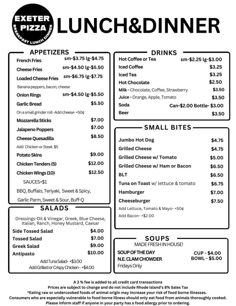 Exeter Town Pizza Inc Menu 4